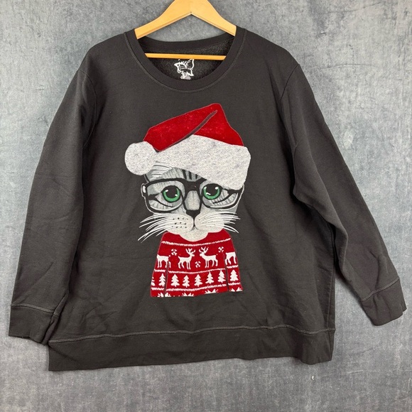 Just My Size Women’s Black Cat Holiday Christmas Ugly Sweater Sz 4x - Picture 1 of 5